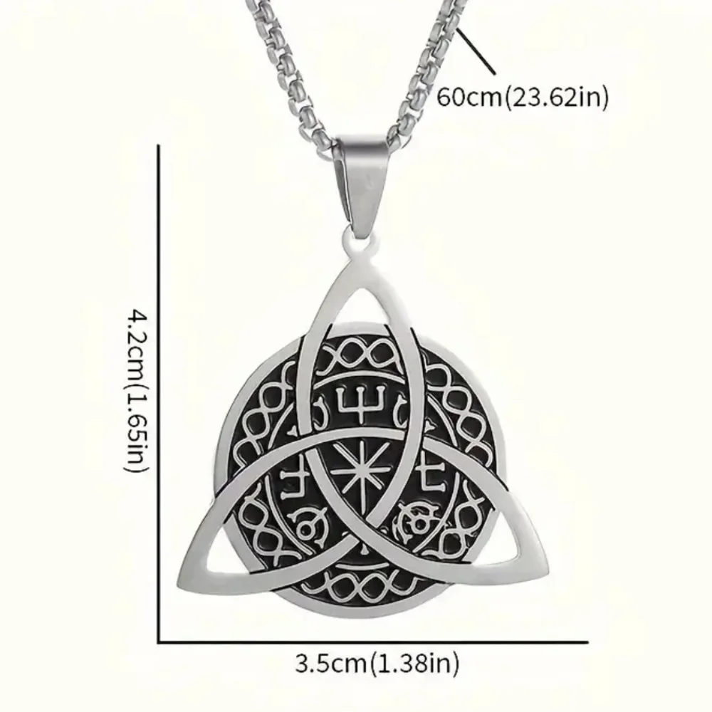 Men's Stainless Steel Triquetra Celtic Norse Viking Necklace